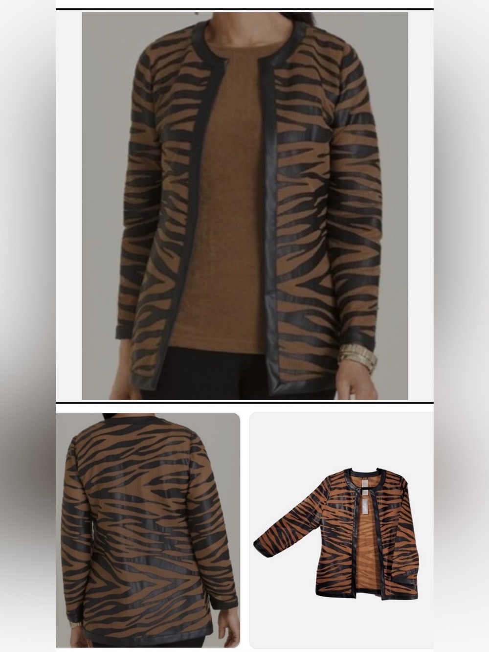 Chico’s Travelers Collection Animal Striped Mesh Jacket. Chico’s Size 2; Regula